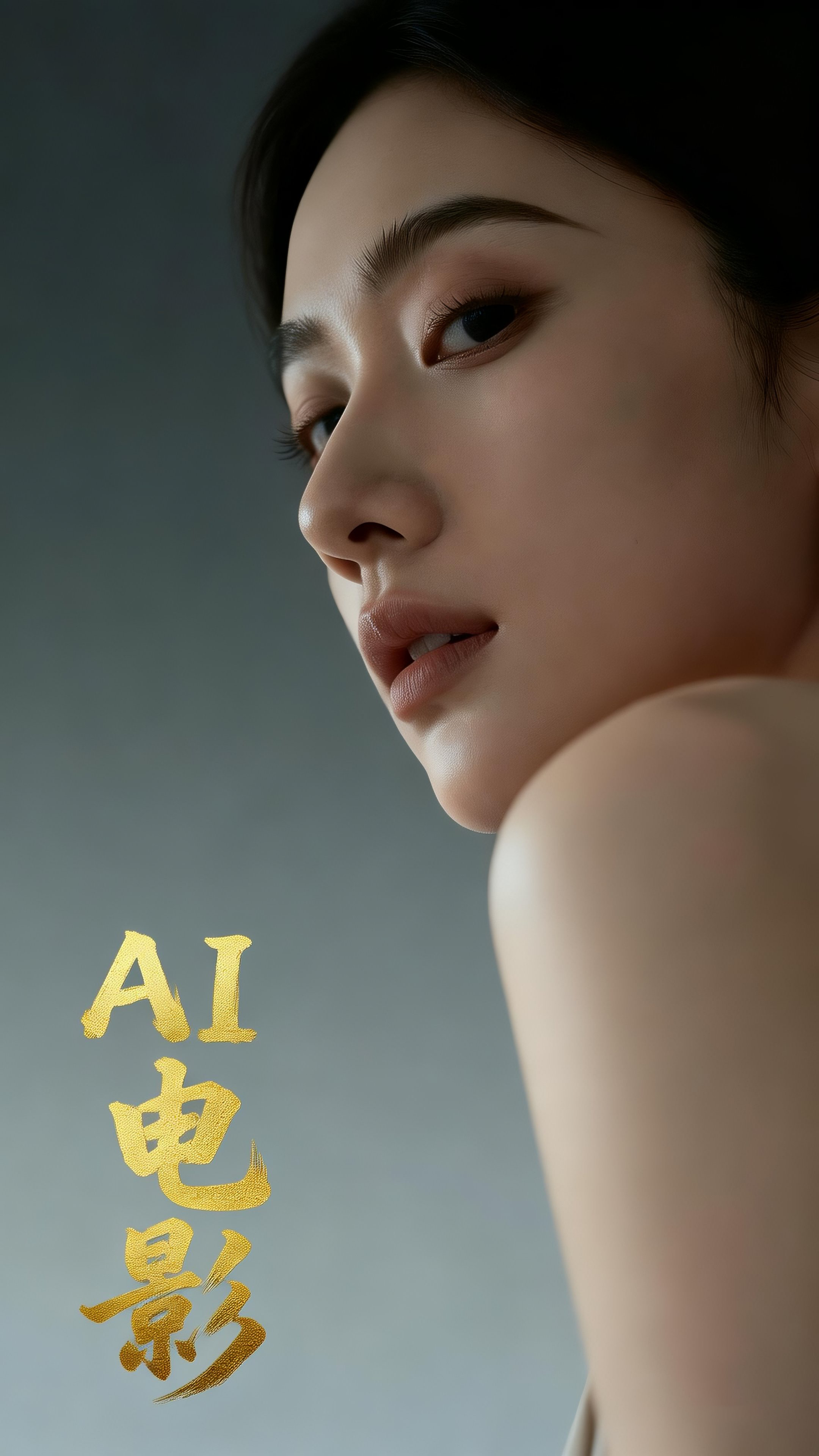 AI电影平台概念图，展示现代化的数字工作空间，包含多个屏幕显示电影制作界面，周围环绕着各种AI技术图标，如机器人、数据图表、电影胶片等元素，营造出科技感十足的工作环境